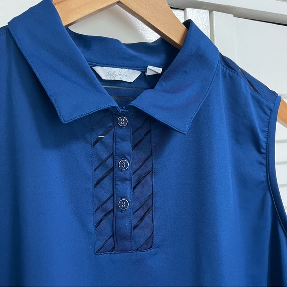 Lady Hagen Sleeveless Navy Golf Polo Large - Picture 3 of 9